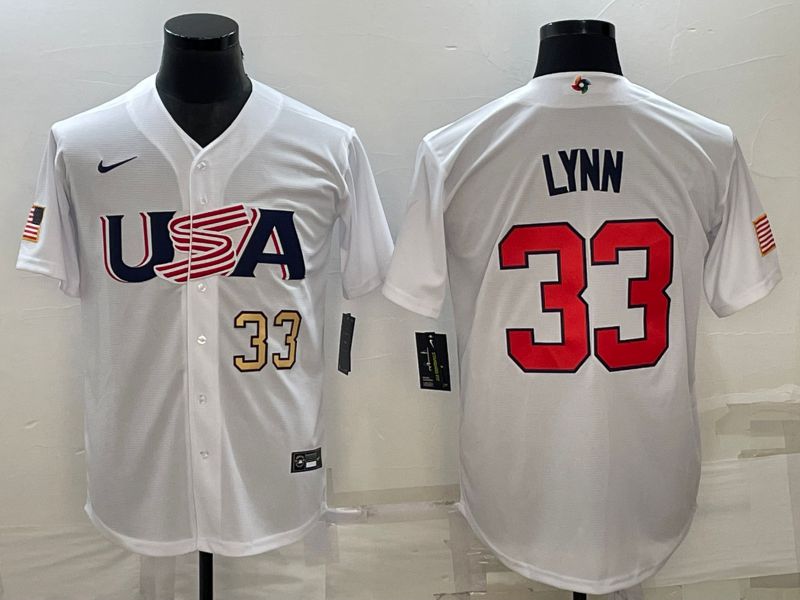 Men 2023 World Cub USA #33 Lynn White Nike MLB Jersey2